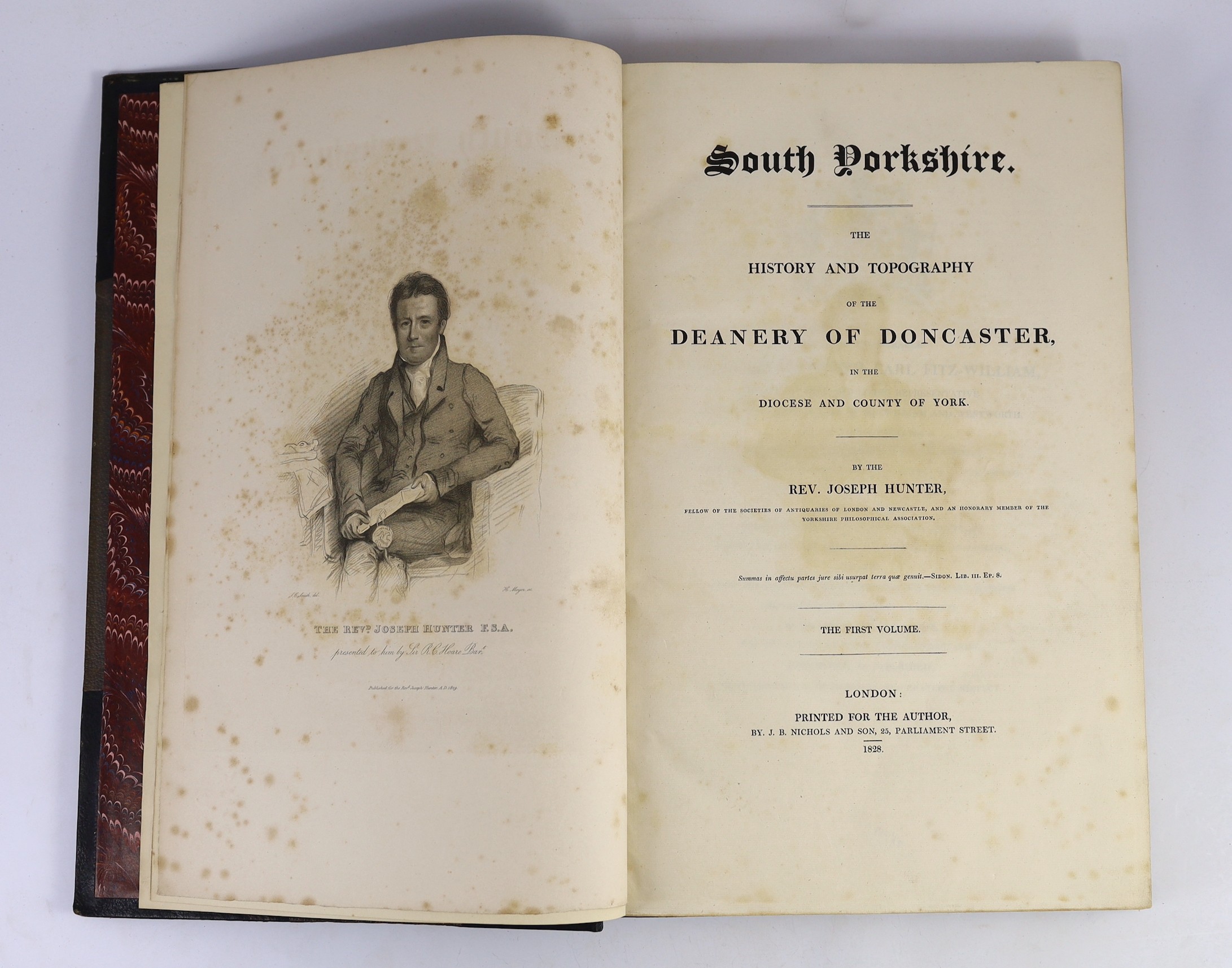 YORKSHIRE - Hunter, Rev. Joseph - South Yorkshire. The History and Topography of the Deanery of Doncaster....2 vols. 2 d-page coloured maps, a plan and 14 other plates and text engravings, subscribers list; later 19th ce